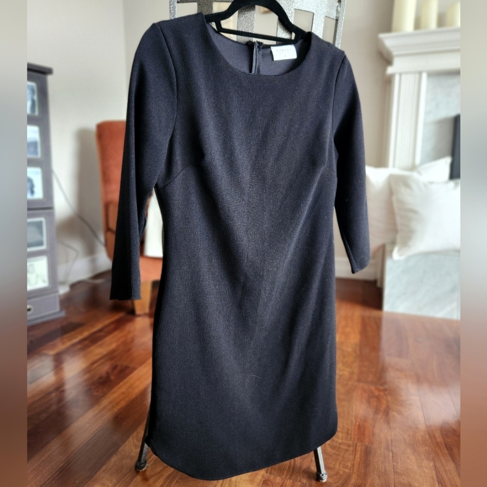 Black 3/4 length sleeve knee dress
